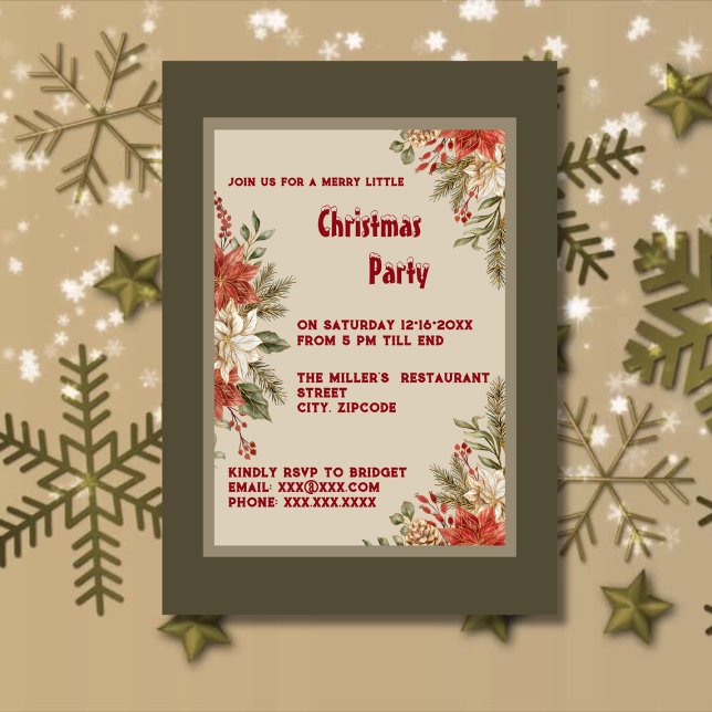 Invitación Elegante Fiesta de Navidades de marfil de oliva de (Subido por el creador)