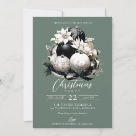 Invitación Elegante fiesta de Navidades de marfil de sabio ne