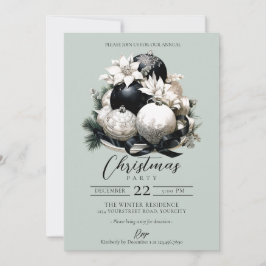 Invitación Elegante fiesta de Navidades de marfil de sabio ne