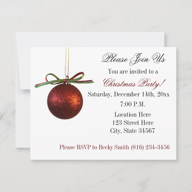 Invitación Elegante Fiesta de Navidades de Navidad Ornamentos (Anverso)
