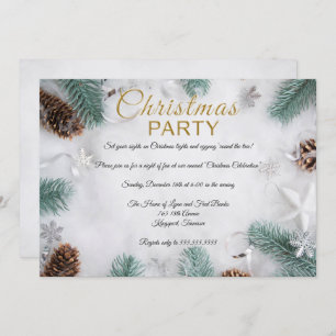 Invitación Elegante Fiesta de Navidades de Nieve Blanca
