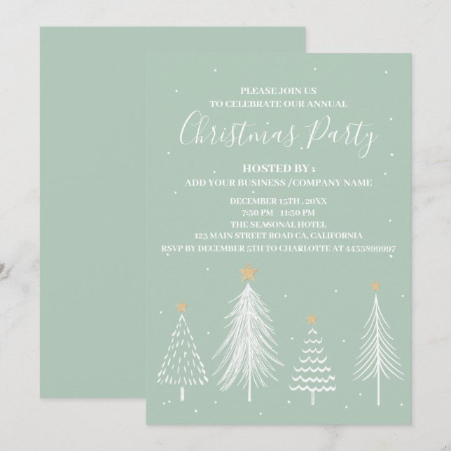 Invitación Elegante Fiesta de Navidades de oficinas corporati (Anverso / Reverso)