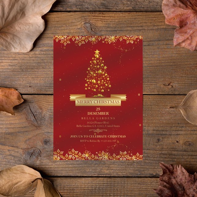 Invitación Elegante fiesta de Navidades de oro (Subido por el creador)