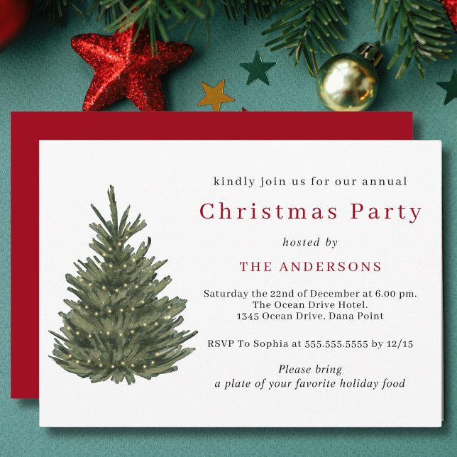 Invitación Elegante fiesta de Navidades de oro del árbol de N (Subido por el creador)