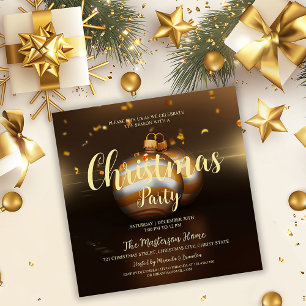 Invitación Elegante fiesta de Navidades de oro oscuro