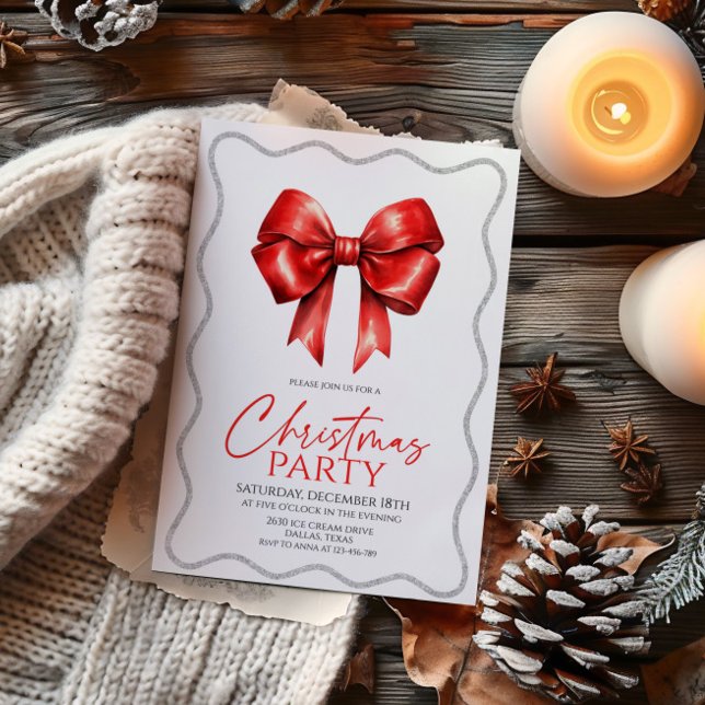 Invitación Elegante Fiesta de Navidades de oso rojo (Subido por el creador)
