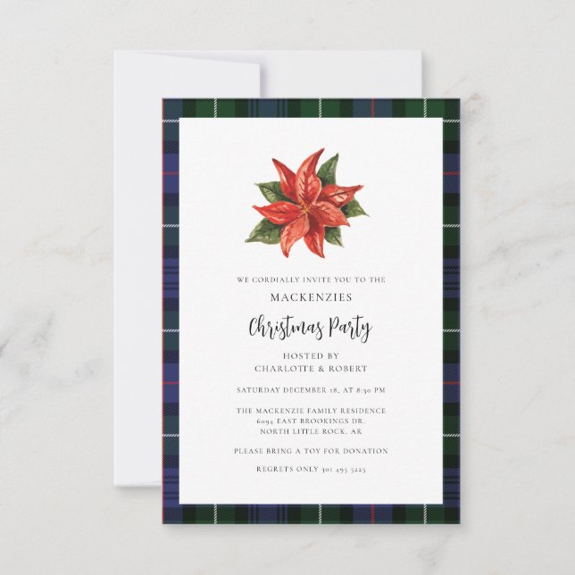 Invitación Elegante Fiesta de Navidades de Plaid MacKenzie Ta (Anverso)