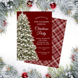 Invitación Elegante Fiesta de Navidades de plástico rojo