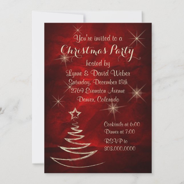 Invitación Elegante Fiesta de Navidades de Plata Roja (Anverso)