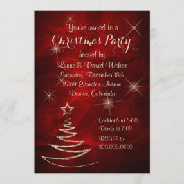 Invitación Elegante Fiesta de Navidades de Plata Roja