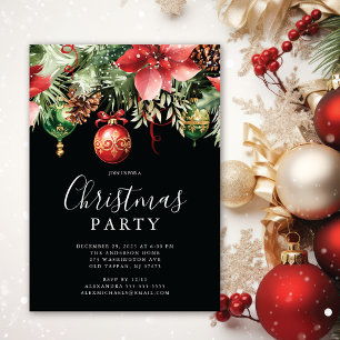 Invitación Elegante Fiesta de Navidades de Poinsettia