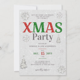 Invitación Elegante Fiesta de Navidades de Purpurinas blancos