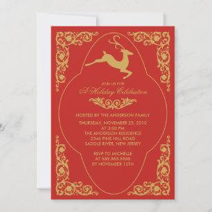 Invitación Elegante fiesta de Navidades de renos