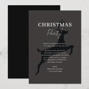 Invitación Elegante Fiesta de Navidades de renos negro de Nav
