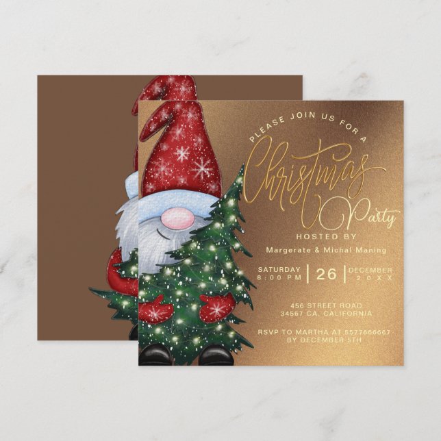 Invitación Elegante fiesta de Navidades de Santa Claus (Anverso / Reverso)