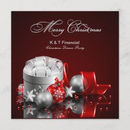 Invitación Elegante Fiesta de Navidades de Silver y Red Corpo