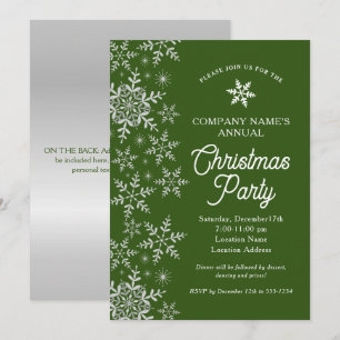 Invitación Elegante Fiesta de Navidades de Snowflakes Green C