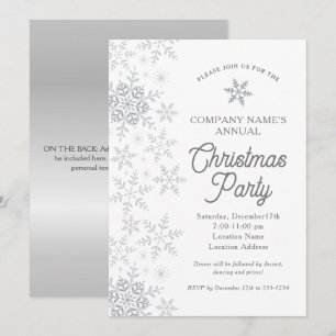 Invitación Elegante Fiesta de Navidades de Snowflakes Silver