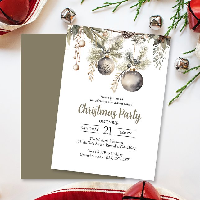 Invitación Elegante Fiesta de Navidades de temporada navideña (Invite your guests to your Christmas celebration with this heartwarming and cozy holiday invitation.)