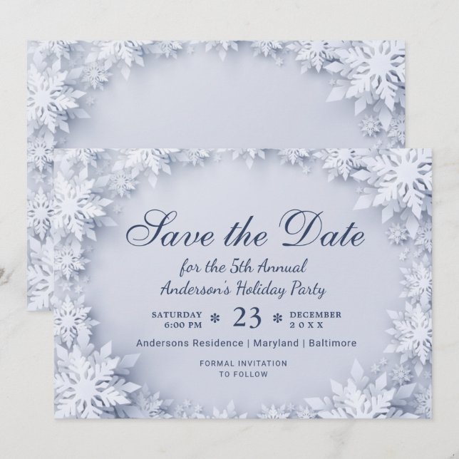 Invitación Elegante Fiesta de Navidades de vacaciones con cop (Anverso / Reverso)