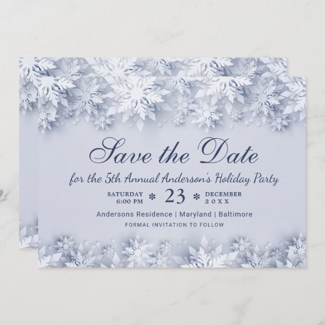 Invitación Elegante Fiesta de Navidades de vacaciones con cop (Anverso / Reverso)