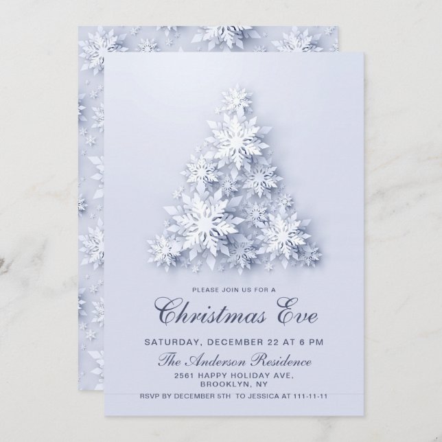 Invitación Elegante Fiesta de Navidades de vacaciones de árbo (Anverso / Reverso)