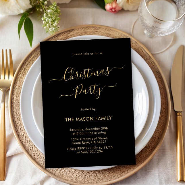 Invitación Elegante Fiesta de Navidades de vacaciones de Blac (Subido por el creador)