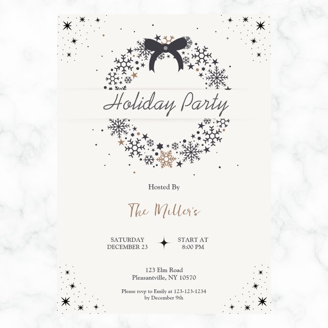 Invitación Elegante Fiesta de Navidades de vacaciones de Bow (Subido por el creador)