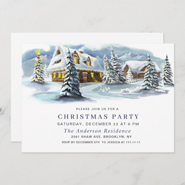 Invitación Elegante Fiesta de Navidades de vacaciones de invi (Anverso / Reverso)