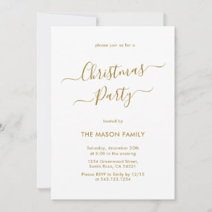 Invitación Elegante Fiesta de Navidades de vacaciones de oro 