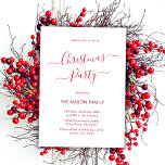 Invitación Elegante Fiesta de Navidades de vacaciones en blan<br><div class="desc">La caligrafía moderna de Moda Script Invitaciones Minimalistas de los Navidades rojos y blancos es perfecta para un simple evento de Navidades. Presenta un elegante texto "Fiesta Navidades" en un hermoso guión de letra con letras a mano y con cruz de giro rápido en rojo sobre fondo blanco. Fácil de...</div>