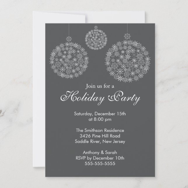 Invitación Elegante Fiesta de Navidades de vacaciones en gris (Anverso)