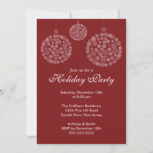 Invitación Elegante Fiesta de Navidades de vacaciones rojas y