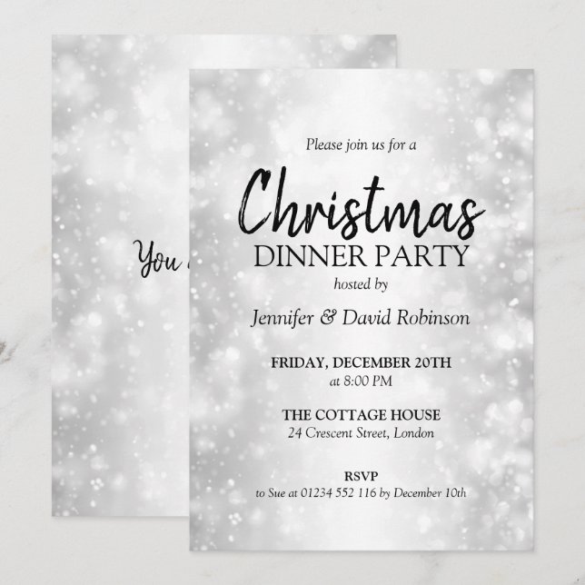 Invitación Elegante Fiesta de Navidades de vacaciones Shimmer (Anverso / Reverso)