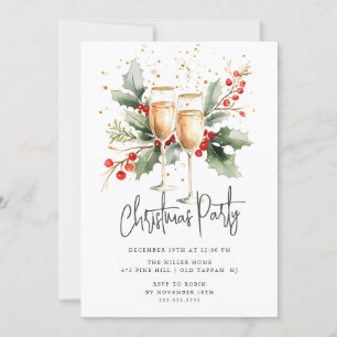 Invitación Elegante Fiesta de Navidades de vidrio de Champagn