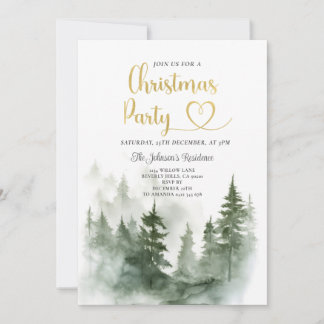 Invitación Elegante Fiesta de Navidades de Woodland Pine Tre