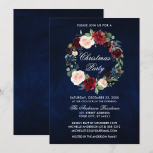 Invitación Elegante Fiesta de Navidades de Wreath Floral de c