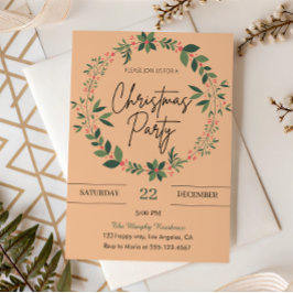 Invitación Elegante Fiesta de Navidades de Wreath Peach