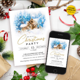 Invitación Elegante Fiesta de Navidades del invierno blanco W