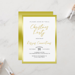Invitación Elegante Fiesta de Navidades dorados y blancos