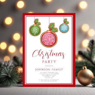 Invitación Elegante fiesta de Navidades en Bauble Rojo