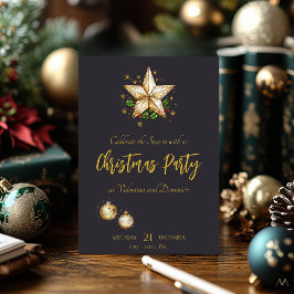 Invitación Elegante Fiesta de Navidades festivos con estrella