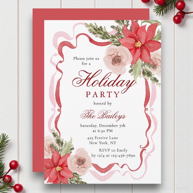 Invitación Elegante Fiesta de Navidades florales de Coquette (Subido por el creador)