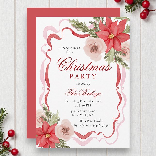 Invitación Elegante Fiesta de Navidades florales de Coquette (Subido por el creador)