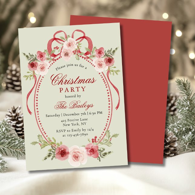 Invitación Elegante Fiesta de Navidades florales de Coquette (Subido por el creador)