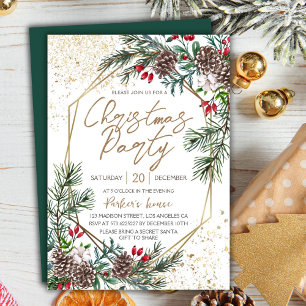 Invitación Elegante Fiesta de Navidades Geométricos de Berry