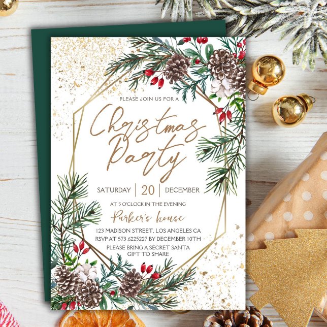 Invitación Elegante Fiesta de Navidades Geométricos de Berry  (Subido por el creador)