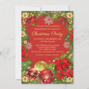 Invitación Elegante Fiesta de Navidades Gold y Red Corporate