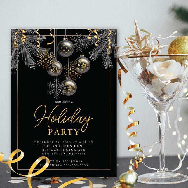 Invitación Elegante Fiesta de Navidades Gray Gold (Subido por el creador)