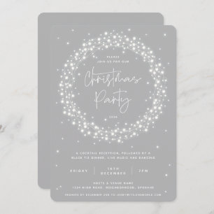 Invitación Elegante Fiesta de Navidades Gris Sparkling Lights